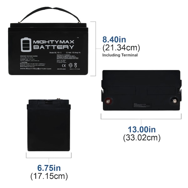 12V 110AH SLA Battery Replaces Caddy Kaddy E-Caddy E-Car Golf Cart